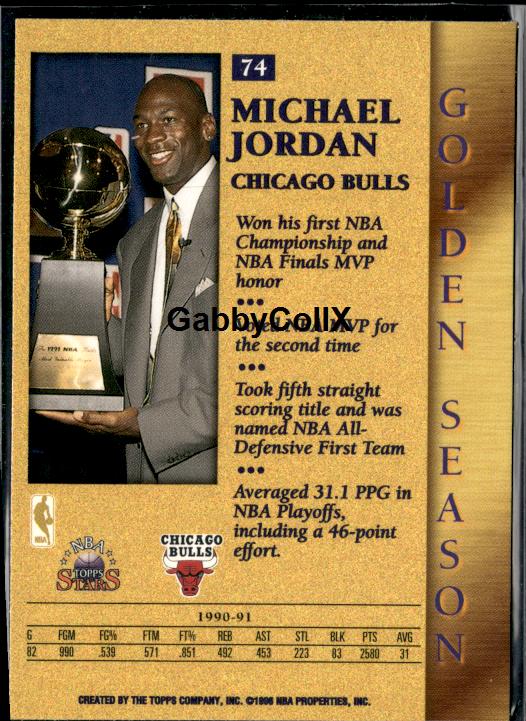 1996-97 Topps Stars #74 Michael Jordan #isgv - Back