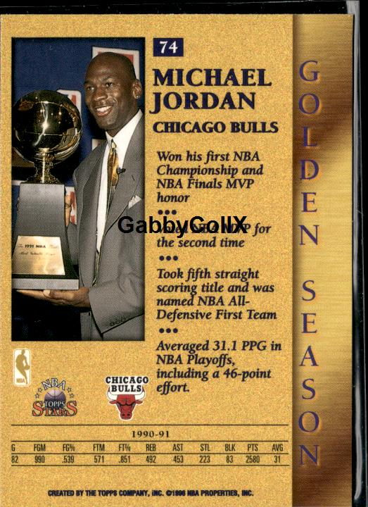 1996-97 Topps Stars #74 Michael Jordan #isgx - Back