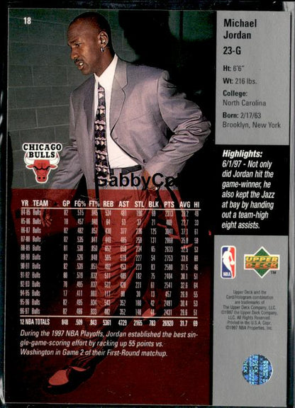 1997-98 Upper Deck #18 Michael Jordan Game Dated Memorable Moments #iske - Back
