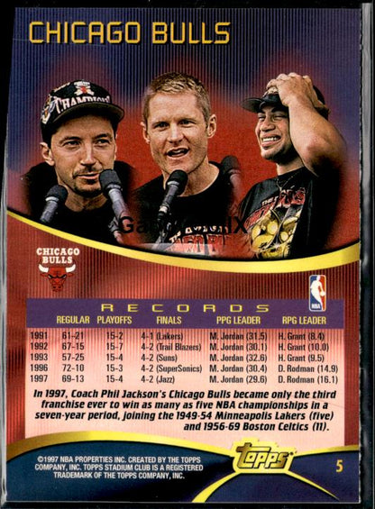 1997-98 Stadium Club #5 Michael Jordan #islr - Back