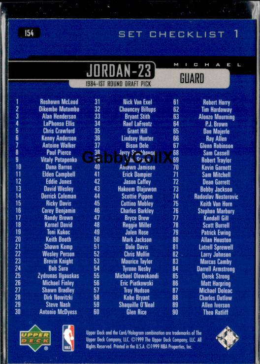 1999-00 Upper Deck #154 Michael Jordan #ismt - Back