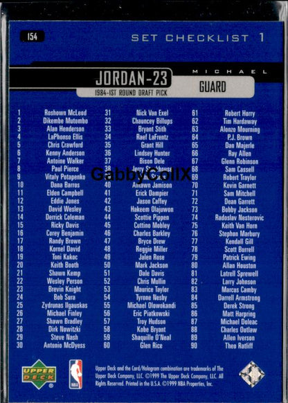 1999-00 Upper Deck #154 Michael Jordan #ismt - Back