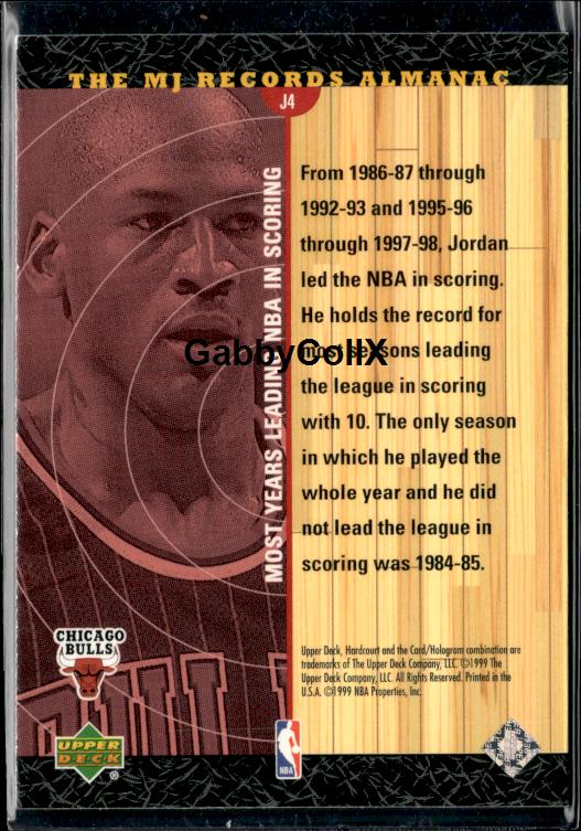 1999-00 Upper Deck Hardcourt #J4 Michael Jordan The MJ Records Almanac #isq3 - Back