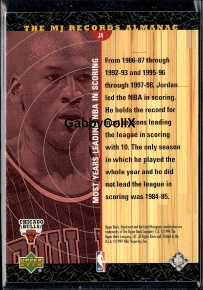 1999-00 Upper Deck Hardcourt #J4 Michael Jordan The MJ Records Almanac #isq3 - Back