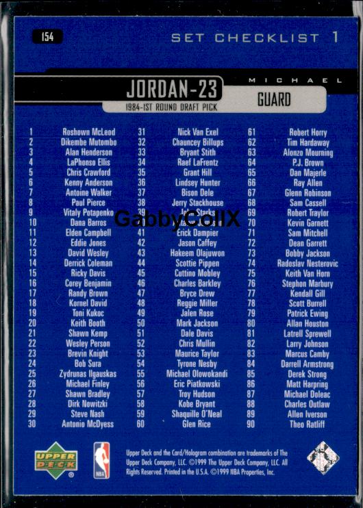 1999-00 Upper Deck #154 Michael Jordan #isqd - Back