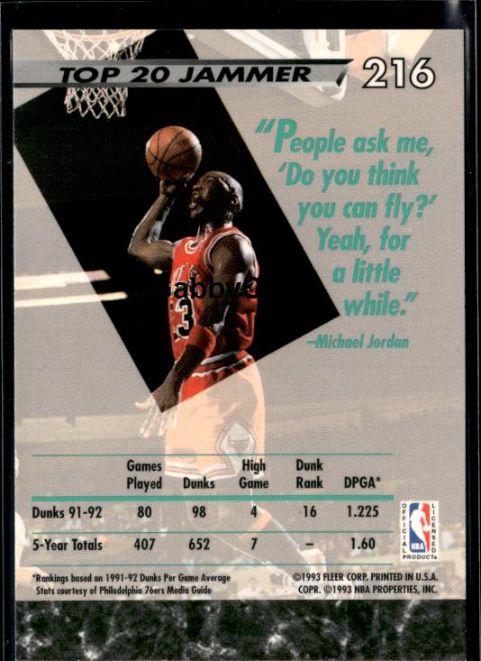 1992-93 Ultra #216 Michael Jordan #issk - Back