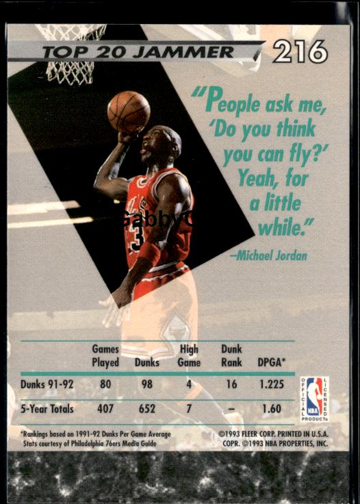 1992-93 Ultra #216 Michael Jordan #issm - Back