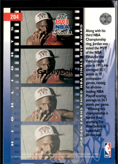 1993-94 Upper Deck #204 Michael Jordan #issp - Back