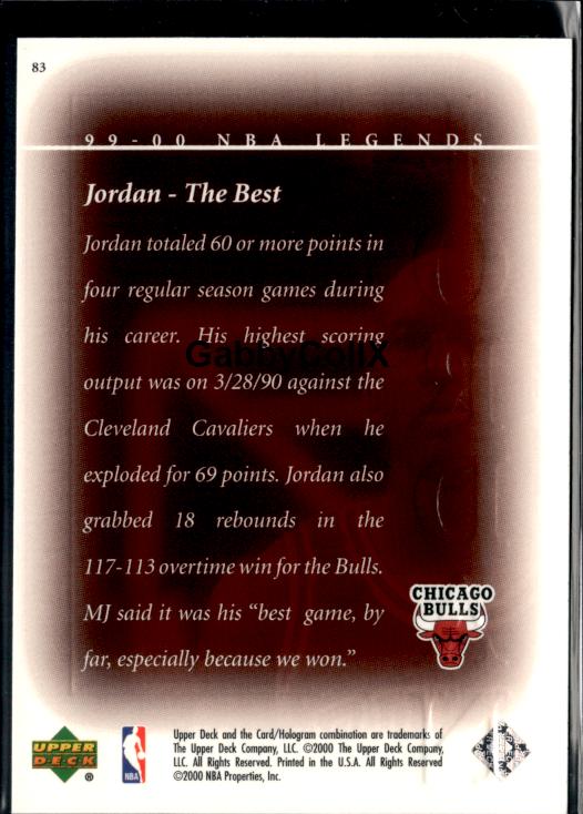 1999-00 Upper Deck Legends #83 Michael Jordan #issv - Back