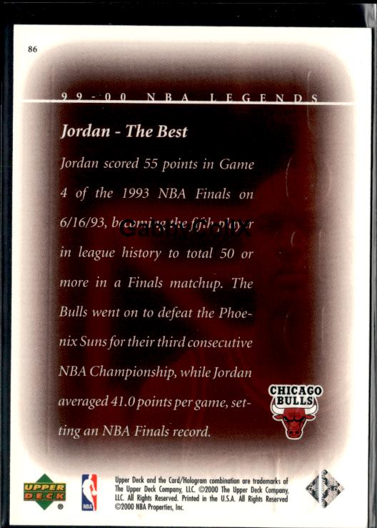 1999-00 Upper Deck Legends #86 Michael Jordan #issw - Back