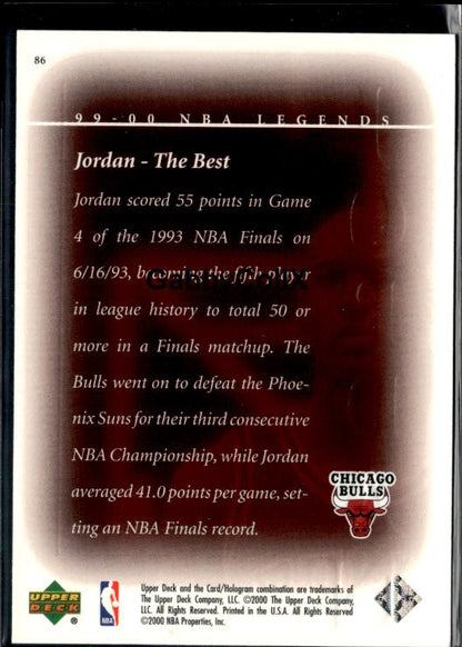 1999-00 Upper Deck Legends #86 Michael Jordan #issw - Back