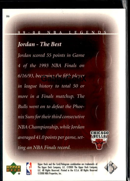 1999-00 Upper Deck Legends #86 Michael Jordan #ist5 - Back