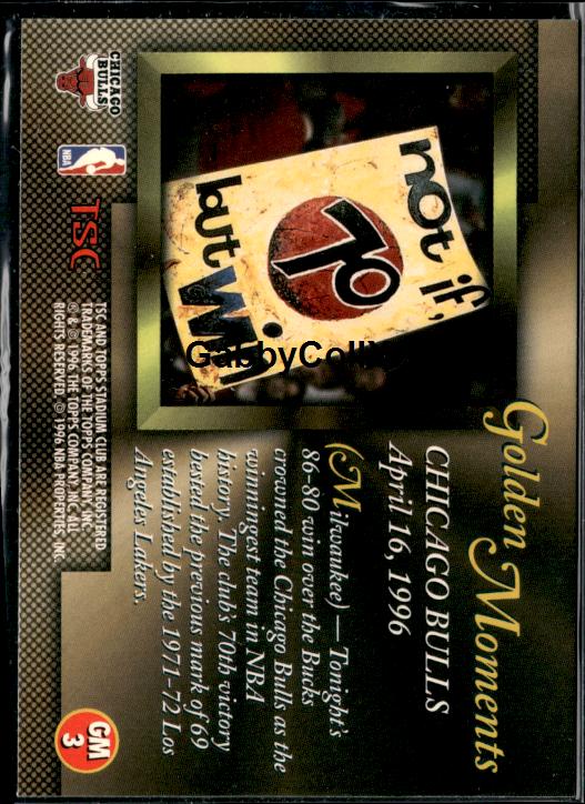 1996-97 Stadium Club #GM3 Michael Jordan Golden Moments #iste - Back