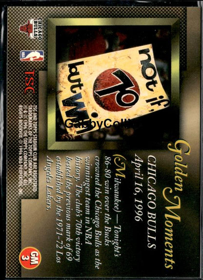 1996-97 Stadium Club #GM3 Michael Jordan Golden Moments #iste - Back