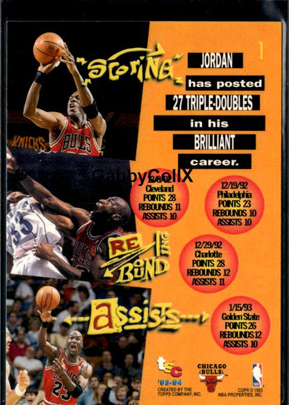 1993-94 Stadium Club #1 Michael Jordan #istt - Back