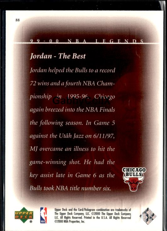 1999-00 Upper Deck Legends #88 Michael Jordan #isty - Back