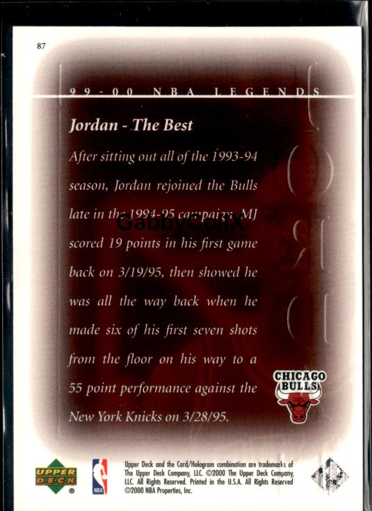 1999-00 Upper Deck Legends #87 Michael Jordan #isu3 - Back