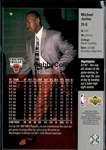 1997-98 Upper Deck #18 Michael Jordan #iswh - Back