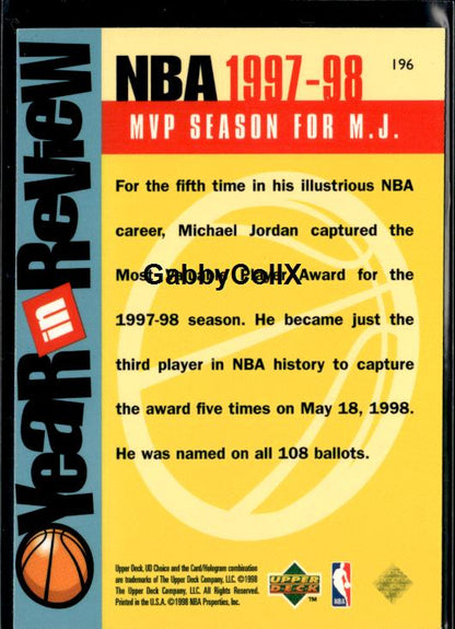 1998-99 UD Choice #196 Michael Jordan #iswp - Back