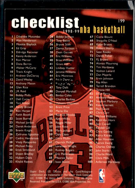 1998-99 UD Choice #199 Michael Jordan #iswt - Back