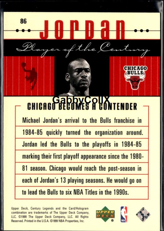 1998-99 Upper Deck Century Legends #86 Michael Jordan #iu9y - Back