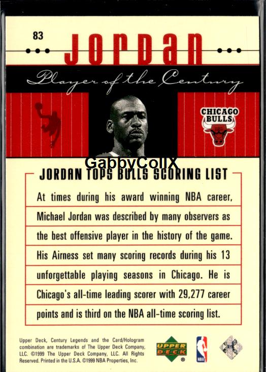 1998-99 Upper Deck Century Legends #83 Michael Jordan #iuab - Back