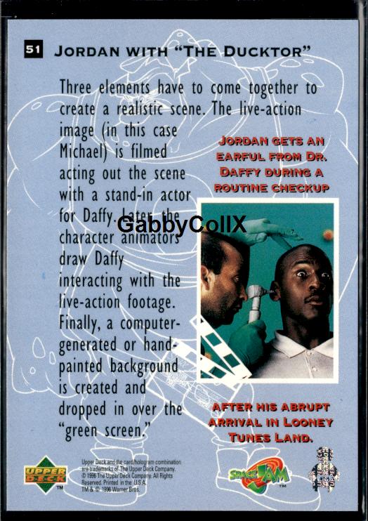 1996 Upper Deck Space Jam #51 Jordan with "The Ducktor #iuba - Back