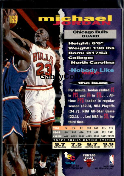 1993-94 Stadium Club #169 Michael Jordan #iudb - Back