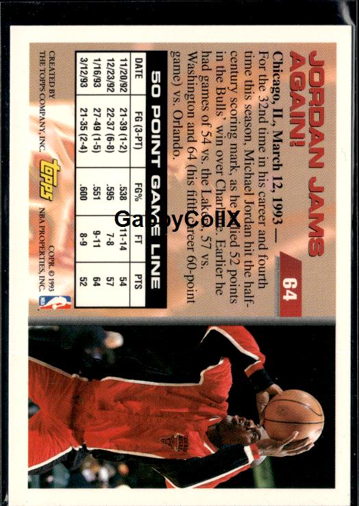 1993-94 Topps #64 Michael Jordan #iui1 - Back