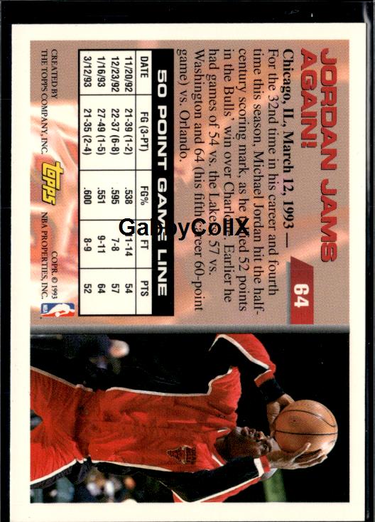 1993-94 Topps #64 Michael Jordan #iujs - Back