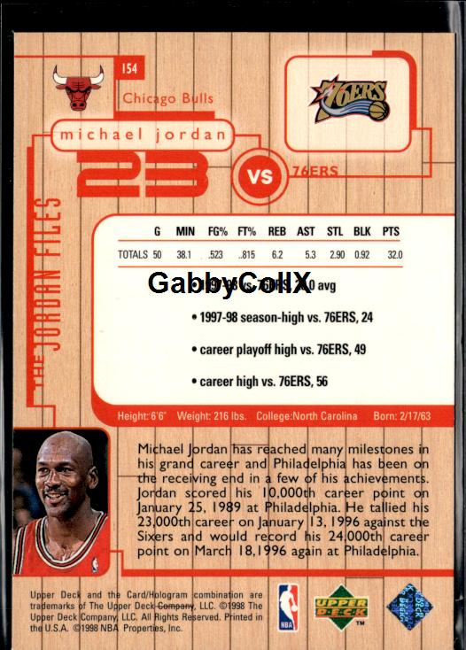 1998 Upper Deck Michael Jordan Living Legend #154 Michael Jordan #iuoe - Back