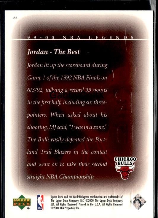 1999-00 Upper Deck Legends #85 Michael Jordan #iuq6 - Back