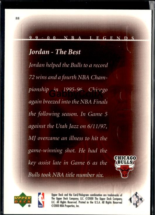 1999-00 Upper Deck Legends #88 Michael Jordan #iuqb - Back
