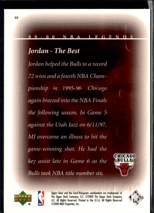1999-00 Upper Deck Legends #88 Michael Jordan #iuqc - Back