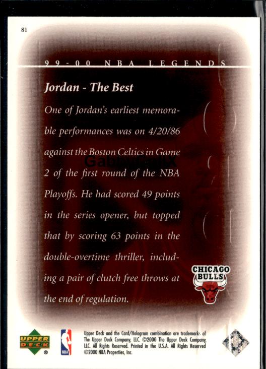 1999-00 Upper Deck Legends #81 Michael Jordan #iuqd - Back