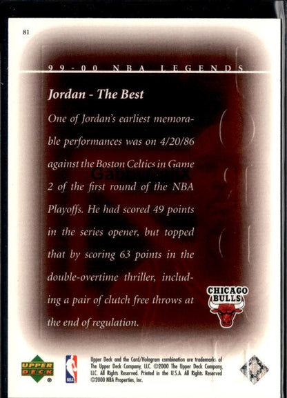 1999-00 Upper Deck Legends #81 Michael Jordan #iuqd - Back
