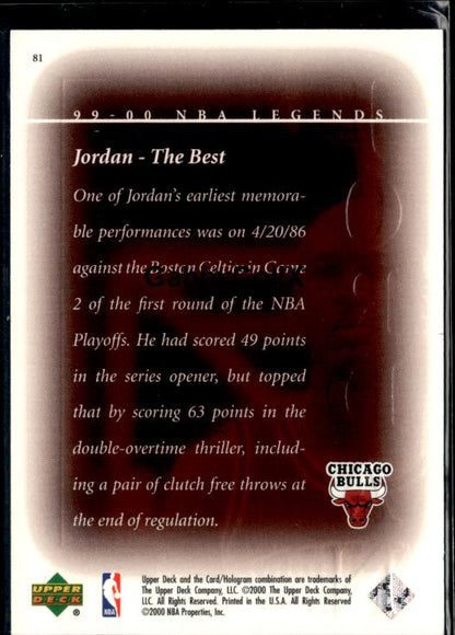 1999-00 Upper Deck Legends #81 Michael Jordan #iuqe - Back