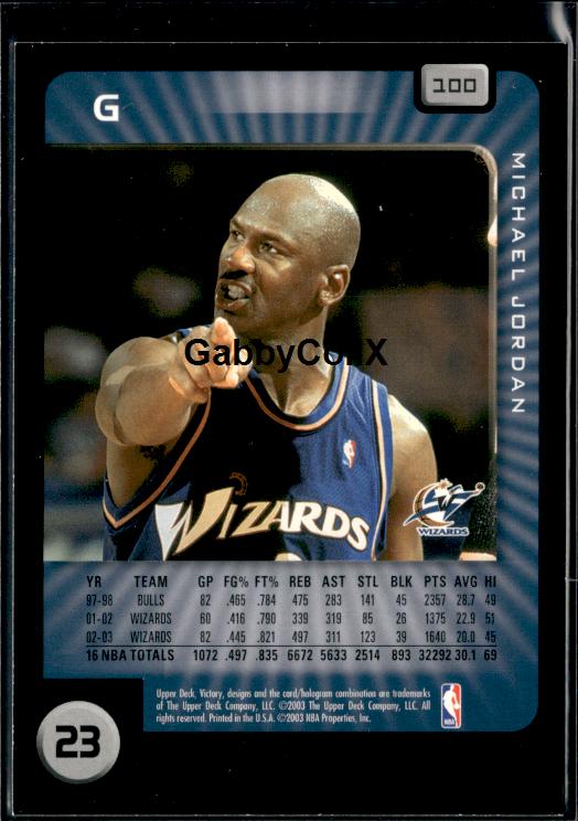 2003-04 Upper Deck Victory #100 Michael Jordan #iuqj - Back