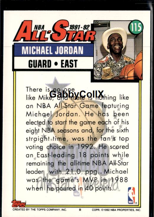 1992-93 Topps #115 Michael Jordan #iuqo - Back