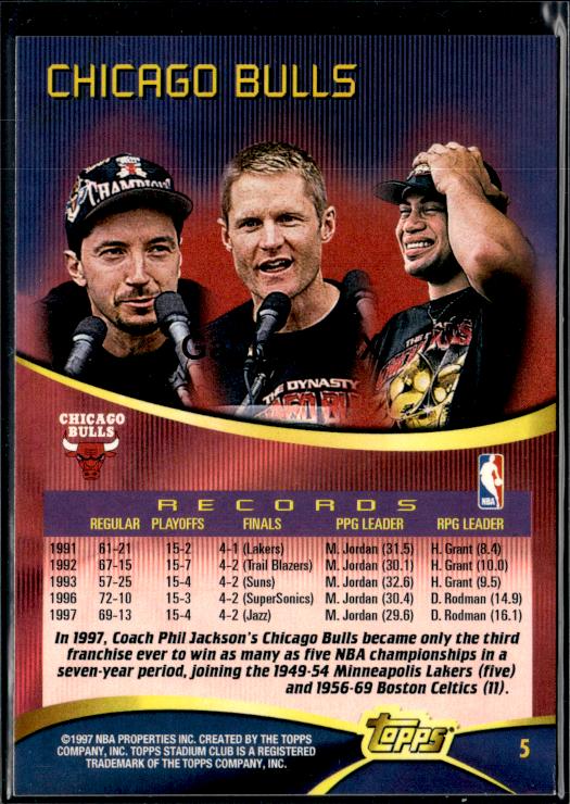 1997-98 Stadium Club #5 Michael Jordan #iur0 - Back