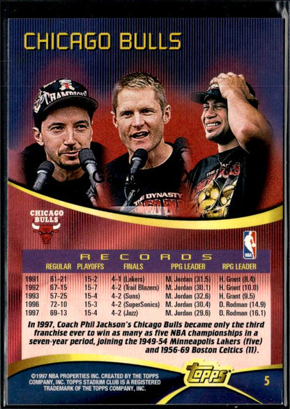 1997-98 Stadium Club #5 Michael Jordan #iur0 - Back