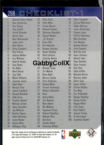 2003-04 Upper Deck #298 Kobe Bryant #iurg - Back