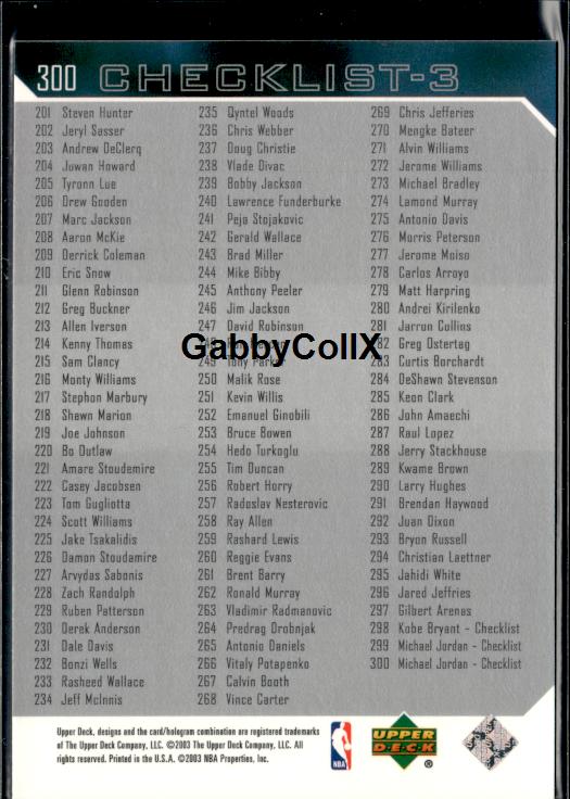 2003-04 Upper Deck #300 Michael Jordan #iurh - Back