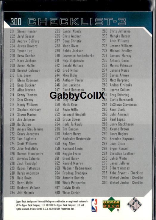 2003-04 Upper Deck #300 Michael Jordan #iuri - Back