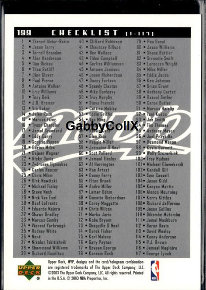 2003-04 Upper Deck MVP #199 Michael Jordan #iurk - Back