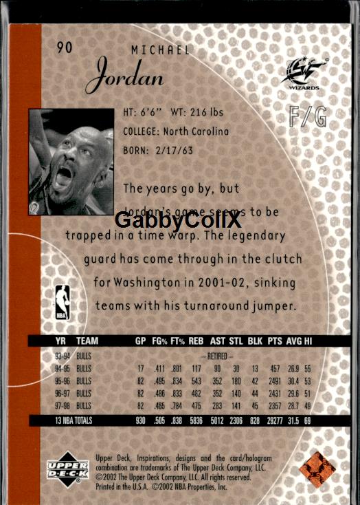 2001-02 Upper Deck Inspirations #90 Michael Jordan #iurw - Back