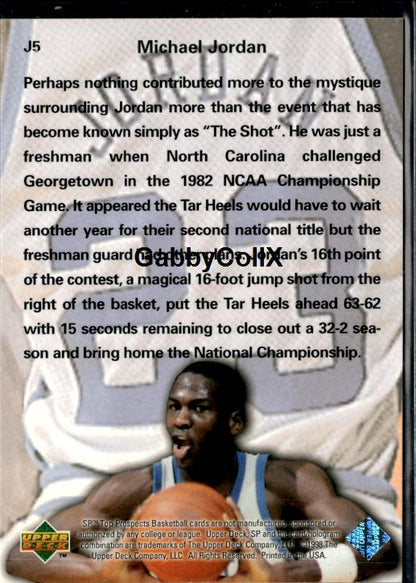 1998 SP Top Prospects #J5 Michael Jordan Phi Beta Jordan #iutc - Back