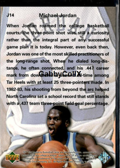 1998 SP Top Prospects #J14 Michael Jordan Phi Beta Jordan #iutp - Back