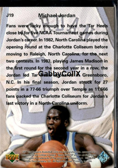 1998 SP Top Prospects #J19 Michael Jordan Phi Beta Jordan #iuu1 - Back