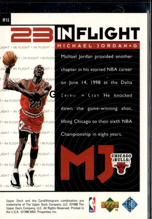 1998 Upper Deck Michael Jordan Living Legend #IF15 Michael Jordan In-Flight #iv4p - Back